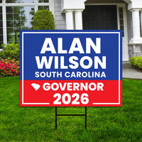 Alan Wilson For South Carolina Governor 2026 Yard Sign, Corrugated Governor Elections Race Red White & Blue Yard Sign with Metal H-Stake