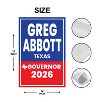 Greg Abbott For Texas Governor 2026 Garden Flag, Double Sided, 2026 Governor Flag, Republican, Elections Flag, Race Red White & Blue Flag