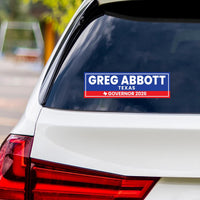 Greg Abbott For Texas Governor 2026 Vinyl Sticker, Vote Greg Abbott, Texas Governor Elections 2026 Bumper Sticker 10"x 3"