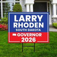 Larry Rhoden For South Dakota Governor 2026 Yard Sign, Corrugated Governor Elections Race Red White & Blue Yard Sign with Metal H-Stake