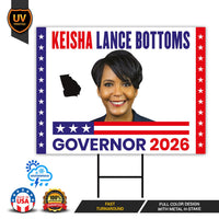 Keisha Lance Bottoms For Georgia Governor 2026 Yard Sign, Corrugated Governor Elections Race Red White & Blue Yard Sign with Metal H-Stake