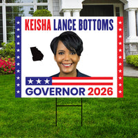 Keisha Lance Bottoms For Georgia Governor 2026 Yard Sign, Corrugated Governor Elections Race Red White & Blue Yard Sign with Metal H-Stake