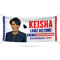 Keisha Lance Bottoms For Georgia U.S. Governor Banner Sign, 13 oz Waterproof US Governor Election 2026 Vinyl Banner With Metal Grommets