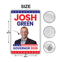 Josh Green For Hawaii Governor 2026 Garden Flag, Double Sided, 2026 Governor Flag, Democrate, Elections Flag, Race Red White & Blue Flag