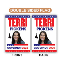 Terri Pickens For Idaho Governor 2026 Garden Flag, Double Sided, 2026 Governor Flag, Democrate, Elections Flag, Race Red White & Blue Flag