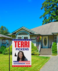 Terri Pickens For Idaho Governor 2026 Garden Flag, Double Sided, 2026 Governor Flag, Democrate, Elections Flag, Race Red White & Blue Flag