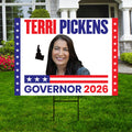 Terri Pickens For Idaho Governor 2026 Yard Sign, Corrugated Plastic Governor Elections Race Red White & Blue Yard Sign with Metal H-Stake