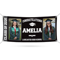 Custom Graduation Banner with Photo Class of 2026, Personalized Graduation Party Banner, Outdoor Graduation Sign Decor