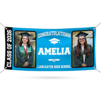 Custom Graduation Banner with Photo Class of 2026, Personalized Graduation Party Banner, Outdoor Graduation Sign Decor