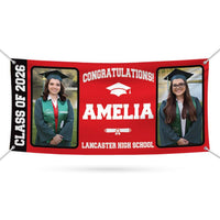 Custom Graduation Banner with Photo Class of 2026, Personalized Graduation Party Banner, Outdoor Graduation Sign Decor