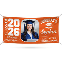 Custom Senior Graduation Banner with Photo Class of 2026, Personalized Graduation Party Banner, School Celebration Vinyl Banner