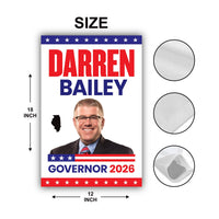 Darren Bailey For Illinois Governor 2026 Garden Flag, Double Sided, 2026 Governor Flag, Republic, Elections Flag, Race Red White & Blue Flag