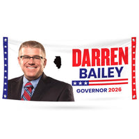 Darren Bailey For Illinois U.S. Governor Banner Sign, 13 oz Waterproof US Governor Election 2026 Vinyl Banner With Metal Grommets