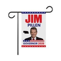 Jim Pillen For Nebraska Governor 2026 Garden Flag, Double Sided, 2026 Governor Flag, Republican, Elections Flag, Race Red White & Blue Flag