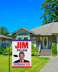 Jim Pillen For Nebraska Governor 2026 Garden Flag, Double Sided, 2026 Governor Flag, Republican, Elections Flag, Race Red White & Blue Flag