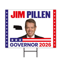 Jim Pillen For Nebraska Governor 2026 Yard Sign, Corrugated Plastic Governor Elections Race Red White & Blue Yard Sign with Metal H-Stake