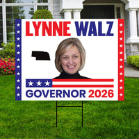 Lynne Walz For Nebraska Governor 2026 Yard Sign, Corrugated Plastic Governor Elections Race Red White & Blue Yard Sign with Metal H-Stake