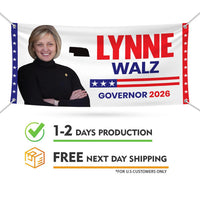 Lynne Walz For Nebraska U.S. Governor Banner Sign, 13 oz Waterproof US Governor Election 2026 Vinyl Banner With Metal Grommets