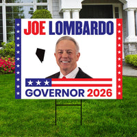 Joe Lombardo For Nevada Governor 2026 Yard Sign, Corrugated Plastic Governor Elections Race Red White & Blue Yard Sign with Metal H-Stake