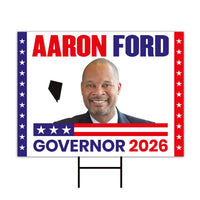 Aaron Ford For Nevada Governor 2026 Yard Sign, Corrugated Plastic Governor Elections Race Red White & Blue Yard Sign with Metal H-Stake