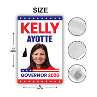 Kelly Ayotte For New Hampshire Governor 2026 Garden Flag, Double Sided, 2026 Governor Flag, Elections Flag, Race Red White & Blue Flag