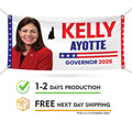Kelly Ayotte For New Hampshire U.S. Governor Banner Sign, 13 oz Waterproof US Governor Election 2026 Vinyl Banner With Metal Grommets