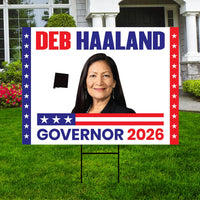 Deb Haaland For New Mexico Governor 2026 Yard Sign, Corrugated Plastic Governor Elections Race Red White & Blue Yard Sign with Metal H-Stake