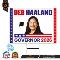 Deb Haaland For New Mexico Governor 2026 Yard Sign, Corrugated Plastic Governor Elections Race Red White & Blue Yard Sign with Metal H-Stake