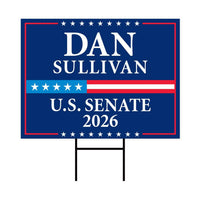 Dan Sullivan For Alaska Senate 2026 Yard Sign, Corrugated Plastic Senate Elections Race Red White & Blue Yard Sign with Metal H-Stake