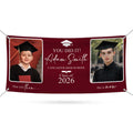 Then and Now Graduation Photo Banner 2026, Personalized Vinyl Graduation Banner, Custom Grad Party Decoration with Photos