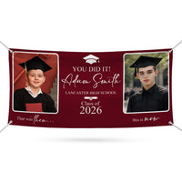 Then and Now Graduation Photo Banner 2026, Personalized Vinyl Graduation Banner, Custom Grad Party Decoration with Photos