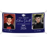Then and Now Graduation Photo Banner 2026, Personalized Vinyl Graduation Banner, Custom Grad Party Decoration with Photos