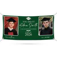 Then and Now Graduation Photo Banner 2026, Personalized Vinyl Graduation Banner, Custom Grad Party Decoration with Photos