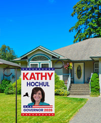 Kathy Hochul For New York Governor 2026 Garden Flag, Double Sided, 2026 Governor Flag, Elections Flag, Race Red White & Blue Flag
