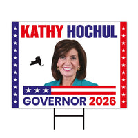 Kathy Hochul For New York Governor 2026 Yard Sign, Corrugated Plastic Governor Elections Race Red White & Blue Yard Sign with Metal H-Stake