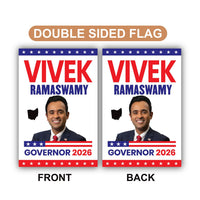 Vivek Ramaswamy For Ohio Governor 2026 Garden Flag, Double Sided, 2026 Governor Flag, Elections Flag, Race Red White & Blue Flag