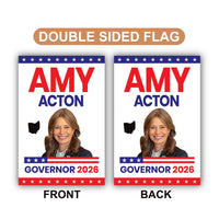 Amy Acton For Ohio Governor 2026 Garden Flag, Double Sided, 2026 Governor Flag, Democratic party, Elections Flag, Race Red White & Blue Flag