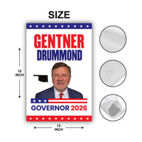 Gentner Drummond For Oklahoma Governor 2026 Garden Flag, Double Sided, 2026 Governor Flag, Elections Flag, Race Red White & Blue Flag