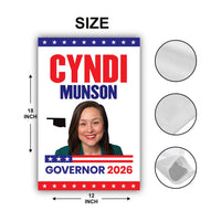Cyndi Munson For Oklahoma Governor 2026 Garden Flag, Double Sided, 2026 Governor Flag, Democrate, Elections Flag, Race Red White & Blue Flag
