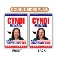 Cyndi Munson For Oklahoma Governor 2026 Garden Flag, Double Sided, 2026 Governor Flag, Democrate, Elections Flag, Race Red White & Blue Flag