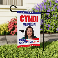Cyndi Munson For Oklahoma Governor 2026 Garden Flag, Double Sided, 2026 Governor Flag, Democrate, Elections Flag, Race Red White & Blue Flag