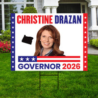 Christine Drazan For Oregon Governor 2026 Yard Sign, Corrugated Plastic Governor Elections Race Red White Blue Yard Sign with Metal H-Stake