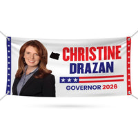 Christine Drazan For Oregon U.S. Governor Banner Sign, 13 oz Waterproof US Governor Election 2026 Vinyl Banner With Metal Grommets
