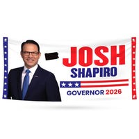 Josh Shapiro For Pennsylvania U.S. Governor Banner Sign, 13 oz Waterproof US Governor Election 2026 Vinyl Banner With Metal Grommets
