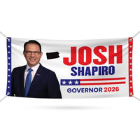 Josh Shapiro For Pennsylvania U.S. Governor Banner Sign, 13 oz Waterproof US Governor Election 2026 Vinyl Banner With Metal Grommets