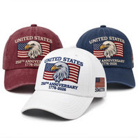 Custom Name USA 250th Anniversary Embroidered Hat, United States 1776–2026 Patriotic Eagle Cap, American Flag Veteran Gift for Men, Women