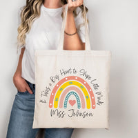 It Takes a Big Heart Tote Bag, Personalized Teacher Tote Bag, Custom Name Teacher Gift, Teacher Appreciation Gift, Rainbow Teacher Tote Bag