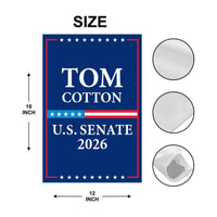 Tom Cotton For Arkansas Senate 2026 Garden Flag, Double Sided, 2026 Senate Flag, Elections Flag, Race Red White & Blue Flag