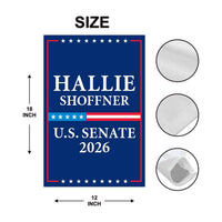 Hallie Shoffner For Arkansas Senate 2026 Garden Flag, Double Sided, 2026 Senate Flag, Elections Flag, Race Red White & Blue Flag