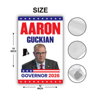 Aaron Guckian For Rhode Island Governor 2026 Garden Flag, Double Sided, 2026 Governor Flag, Elections Flag, Race Red White & Blue Flag